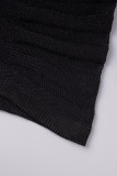 Robes de jupe enveloppante à col roulé élégantes en patchwork solide noir