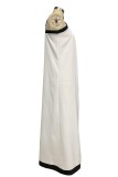 White Casual Solid Patchwork Backless Contrast V Neck Sling Dress Dresses