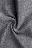 Tops con cuello en O de patchwork con estampado informal gris oscuro