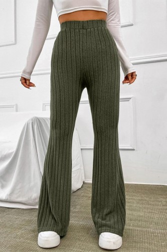 Green Casual Solid Basic Skinny High Waist Conventional Solid Color Trousers
