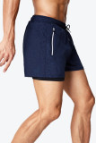 Graue Sportswear Solid Patchwork Boardshorts mit Kordelzug und Reißverschluss