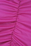 Фуксия сексуальное повседневное однотонное лоскутное платье без рукавов с V-образным вырезом