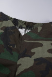 Camouflage Casual Camouflage Print Patchwork Vanlig midmidja Konventionella byxor med heltryck
