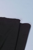 Macacões soltos pretos casuais diários elegantes lisos dobrados com alça espaguete