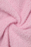 Macacão skinny rosa casual sólido oco com decote em O