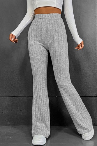 Grey Casual Solid Basic Skinny High Waist Conventional Solid Color Trousers