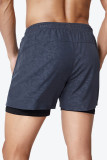 Short de bain gris Sportswear uni en patchwork avec cordon de serrage et fermeture éclair