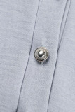 Combinaisons décontractées boutons solides col en V grande taille gris
