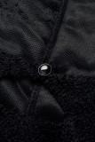 Mameluco ajustado con cuello en O ahuecado sólido casual negro