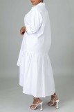 Robes de robe de chemise à col de chemise à col de chemise décontractées blanches