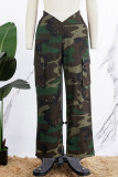 Camouflage Décontracté Imprimé camouflage Patchwork Regular Taille moyenne Pantalon classique à imprimé complet