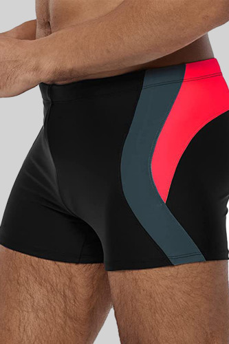 Pantaloncini da surf con stampa patchwork a righe nere per abbigliamento sportivo