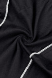 Темно-серый Повседневный Однотонный Пэчворк Ассиметричный С открытыми плечами Длинный рукав Из двух частей