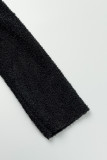 Macacão skinny preto casual sólido com decote oco vazado