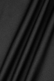 Due pezzi a maniche lunghe con scollo a V asimmetrico solido casual nero