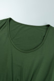Army Green Casual Solid Basic U Neck Long Sleeve Plus Size Dresses