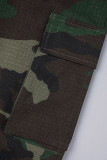 Camouflage Casual Camouflage Print Patchwork Vanlig midmidja Konventionella byxor med heltryck