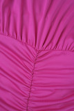 Fuchsia Sexig Casual Solid Patchwork Vik V-hals ärmlös klänning