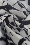 White Sexy Sweet Elegant Print Printing Off the Shoulder Long Sleeve Two Pieces