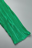 Grön Casual Solid Patchwork Turndown-krage Långärmad Två delar