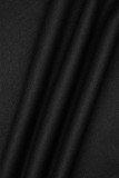 Roupa esportiva casual preta patchwork com letras decote em O manga comprida duas peças (três peças)