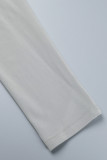 Laranja casual sólido básico com decote em U manga comprida vestidos tamanhos grandes