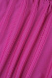 Fuchsia Sexig Casual Solid Patchwork Vik V-hals ärmlös klänning
