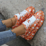 Zapatos cómodos redondos con estampado de frenillo informal naranja para exteriores