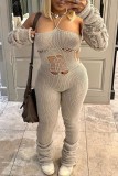 White Sexy Solid Hollowed Out Backless Strapless Skinny Jumpsuits