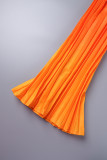 Oranjerood Casual geleidelijke verandering Print Geplooid Normale hoge taille Conventionele positionering Printbodems