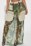 Camouflage décontracté imprimé Camouflage fente taille haute régulière jupe imprimée complète conventionnelle