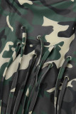Camouflage Street Camouflage Print Nappa Tasca con cordino Pantaloni regolari a vita media dritti con stampa completa