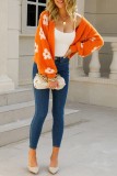 Orange Casual Daily Patchwork Cardigan Ytterkläder