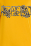 Yellow Casual Street Print Patchwork O Neck Tops
