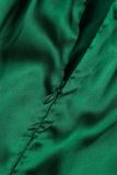 グリーン セクシー カジュアル ソリッド バックレス クロス ストラップ スリット スパゲッティ ストラップ ロング ドレス ドレス