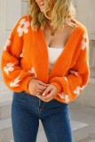 Orange Décontracté Quotidien Patchwork Cardigan Vêtements d'Extérieur