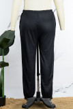 Schwarze Basic-Hose mit lässigem Print und hoher Taille in Übergröße