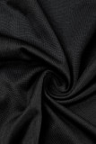Robes de jupe en une étape à col à capuche en patchwork uni décontracté noir
