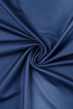 Tibetan Blue Elegant Tie Dye Patchwork Fyrkantig krage One Step Kjolklänningar