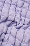 Фиолетовый Повседневные однотонные базовые с круглым вырезом и короткими рукавами из двух частей