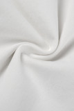 Witte, casual effen gescheurde patchwork, normale spijkerbroek met middelhoge taille (afhankelijk van het werkelijke doel)