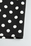 Schwarze, lässige Street-Dot-Print-Patchwork-Taschenfalte, gerade, hohe Taille, weites Bein, voll bedruckte Hose