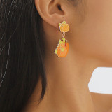 Orange Casual Patchwork Earrings