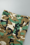 Camouflage Sexy Casual Camouflage Print Patchwork rückenfreie trägerlose reguläre Overalls