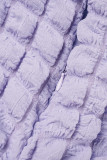 Фиолетовый Повседневные однотонные базовые с круглым вырезом и короткими рукавами из двух частей