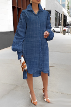 Платье-рубашка с отложным воротником Blue Street в стиле пэчворк, однотонное платье-платье