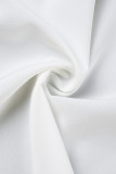Bianco casual solido patchwork asimmetrico O collo manica lunga due pezzi