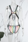 Цветные сексуальные лоскутные прозрачные купальники с открытой спиной (без подкладок)