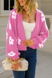 Rose Red Casual Daily Patchwork Cardigan Ytterplagg