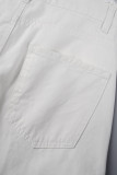 Azul médio casual sólido rasgado patchwork cintura média jeans regular (sujeito ao objeto real)